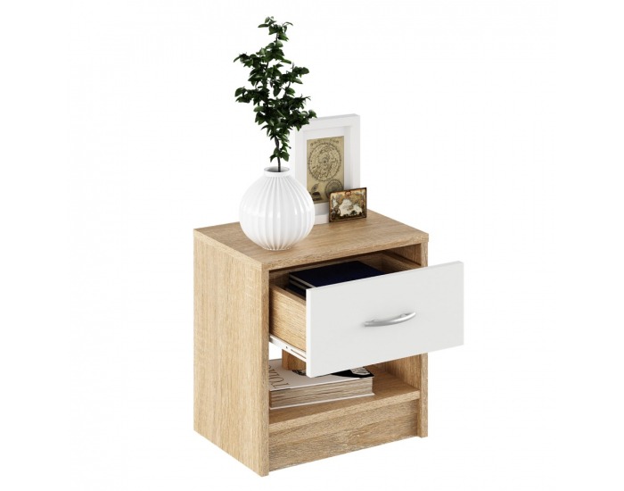 Nočný stolík Nea 2 New - dub sonoma / biela