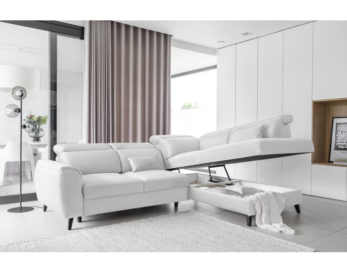 Rohová sedačka s rozkladom a úložným priestorom Nebia L - tmavomodrá