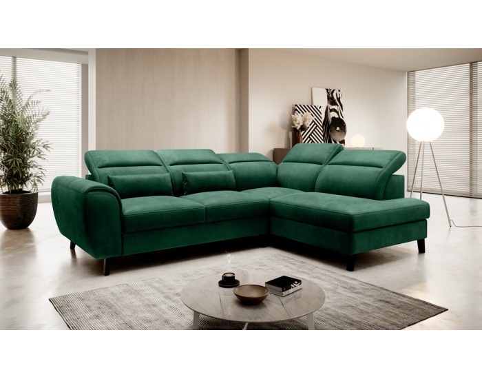 Rohová sedačka s rozkladom a úložným priestorom Nebia P - tmavozelená