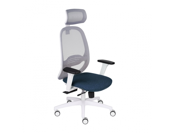 Kancelárska stolička s podrúčkami Nedim WS HD - modrá (Medley 13) / sivá / biela