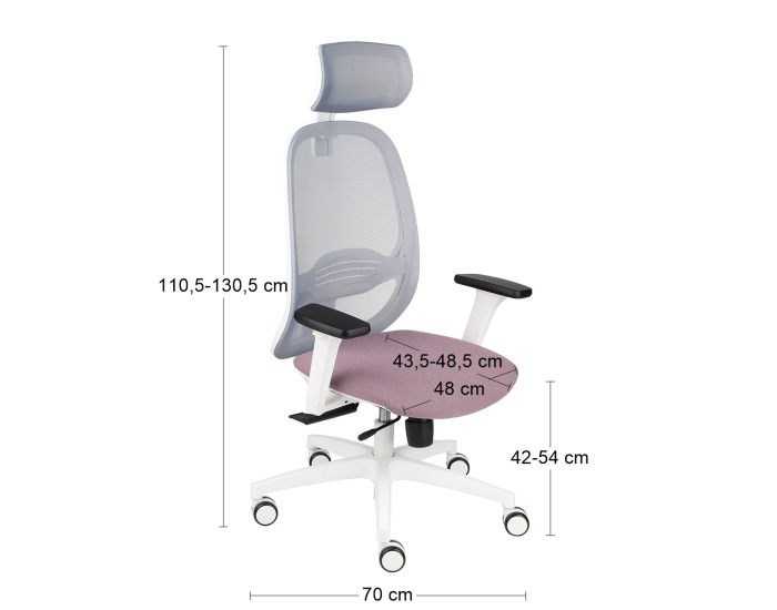 Kancelárska stolička s podrúčkami Nedim WS HD - ružová / sivá / biela