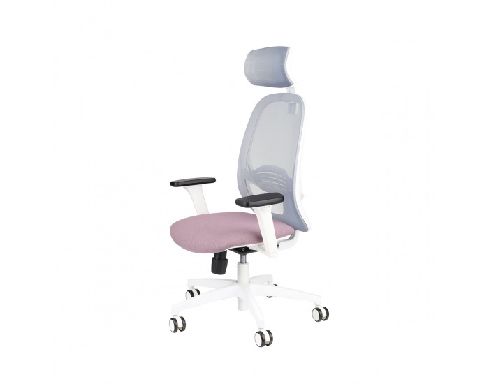 Kancelárska stolička s podrúčkami Nedim WS HD - ružová / sivá / biela