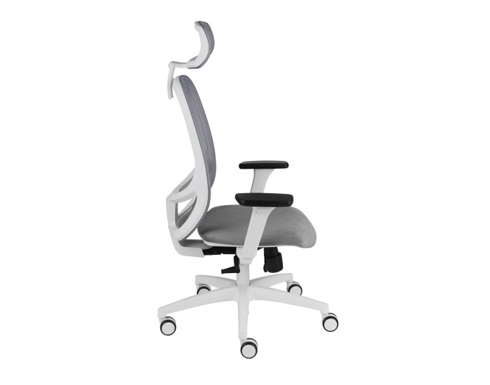 Kancelárska stolička s podrúčkami Nedim WS HD - sivá (Magic Velvet 05) / biela