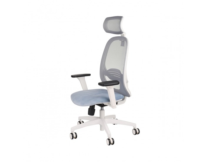 Kancelárska stolička s podrúčkami Nedim WS HD - svetlomodrá / sivá / biela