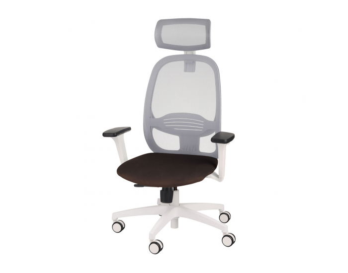 Kancelárska stolička s podrúčkami Nedim WS HD - tmavohnedá / sivá / biela