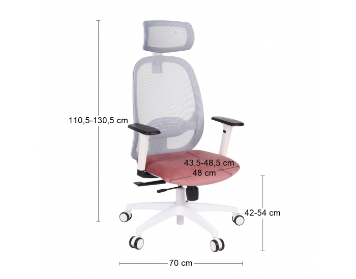 Kancelárska stolička s podrúčkami Nedim WS HD - tmavoružová / sivá / biela