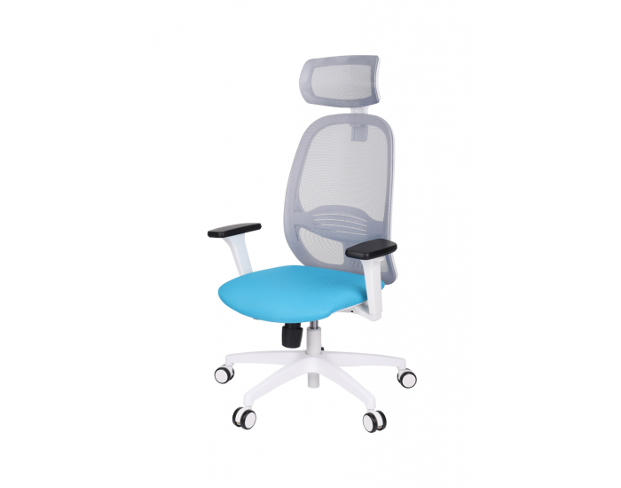 Kancelárska stolička s podrúčkami Nedim WS HD - tyrkysová / sivá / biela