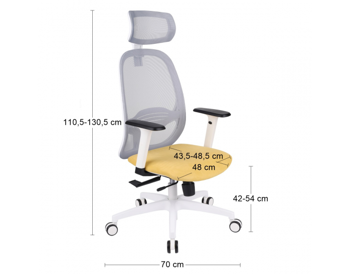 Kancelárska stolička s podrúčkami Nedim WS HD - žltá / sivá / biela