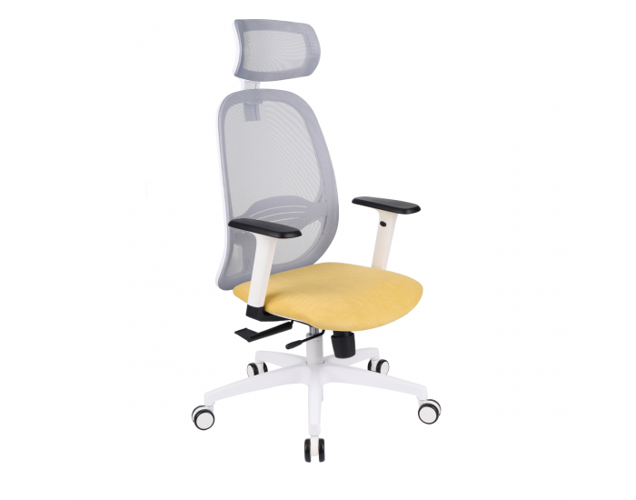 Kancelárska stolička s podrúčkami Nedim WS HD - žltá / sivá / biela