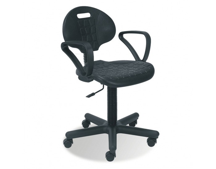 Dielenská stolička na kolieskach s podrúčkami Negro GTP - čierna