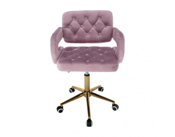 Kancelárske kreslo Nelia - ružová (Velvet) / zlatá
