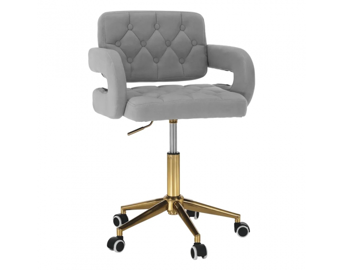 Kancelárske kreslo Nelia - svetlosivá (Velvet) / zlatá