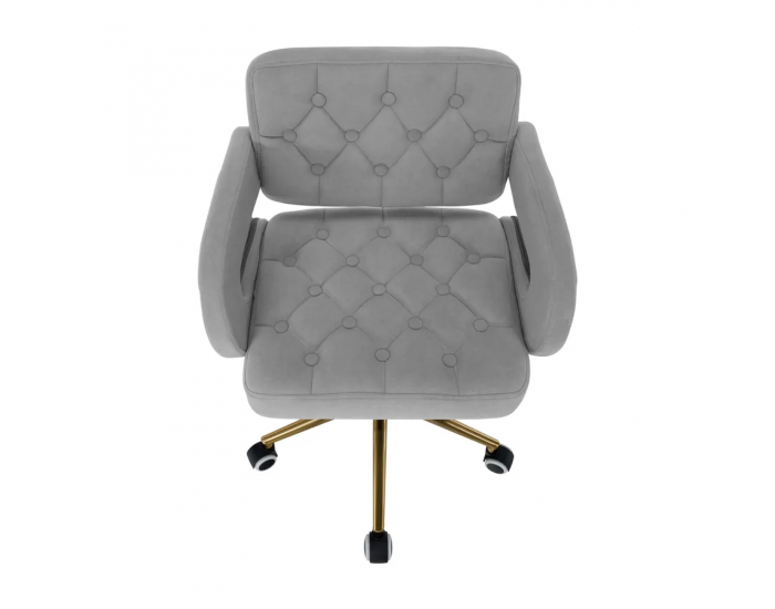 Kancelárske kreslo Nelia - svetlosivá (Velvet) / zlatá