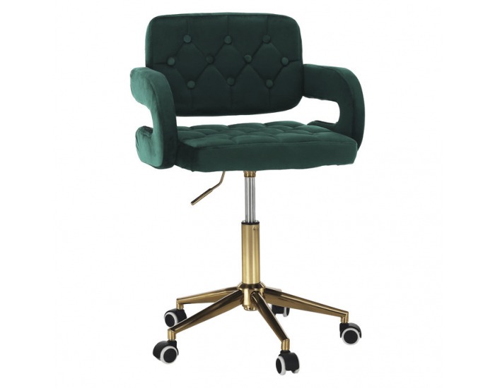 Kancelárske kreslo Nelia - tmavozelená (Velvet) / zlatá