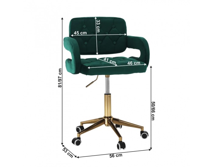 Kancelárske kreslo Nelia - tmavozelená (Velvet) / zlatá