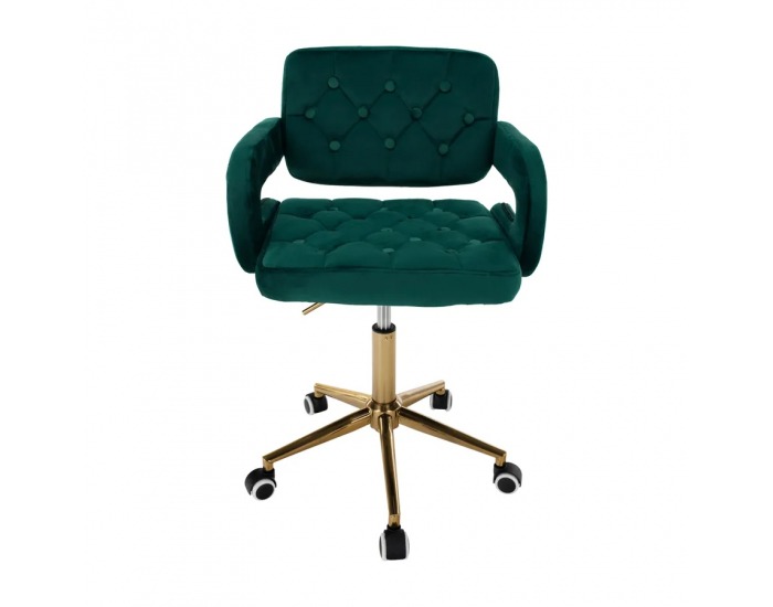Kancelárske kreslo Nelia - tmavozelená (Velvet) / zlatá