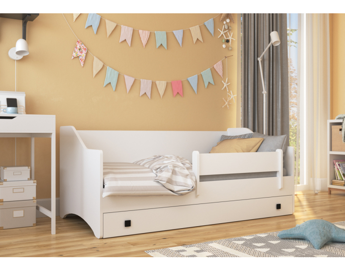 Detská posteľ s matracom a úložným priestorom Nemi 80x160 cm - biela / sivá