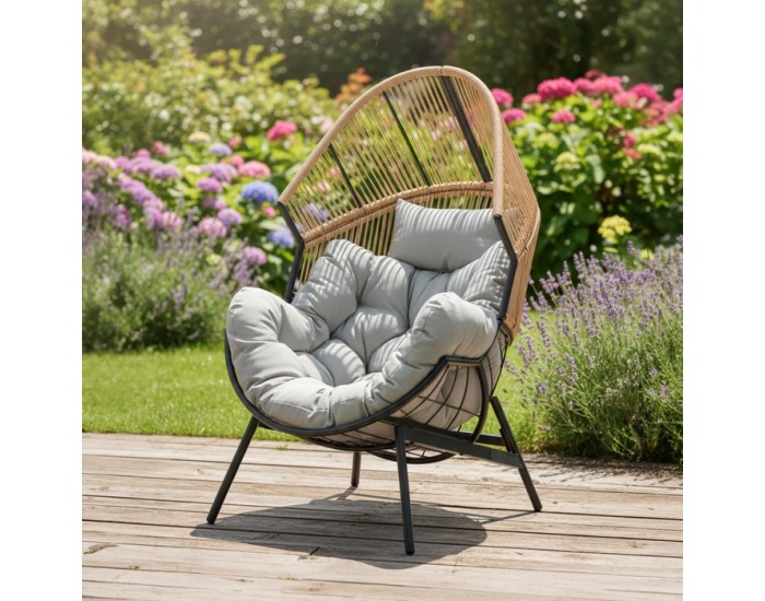 Záhradné kreslo Neo - hnedá / sivá