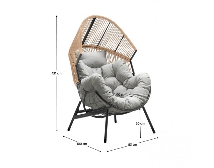 Záhradné kreslo Neo - hnedá / sivá