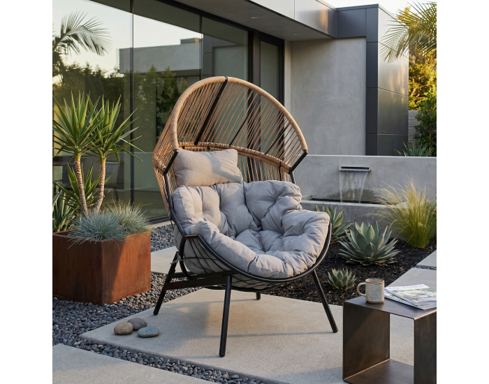 Záhradné kreslo Neo - hnedá / sivá