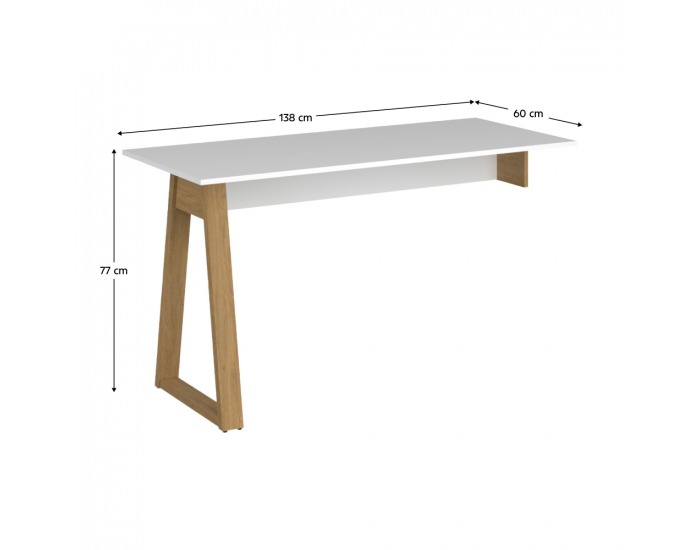 Písací stôl Nepu 140 - biela / dub kamenný