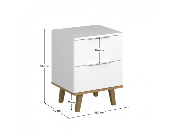 Zásuvková komoda Nepu 2S/46 - biela / dub kamenný