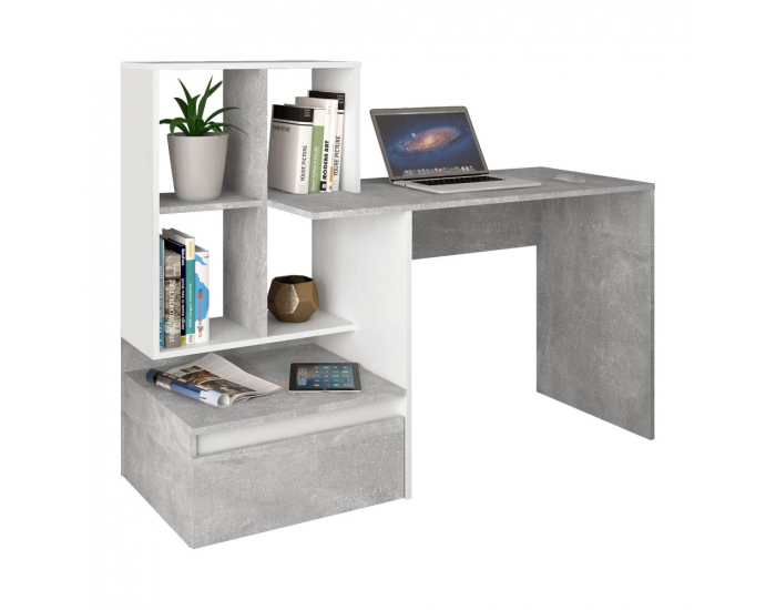 Písací stôl Nereo New - betón / biela