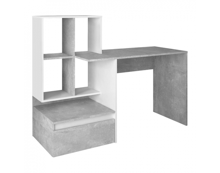 Písací stôl Nereo New - betón / biela