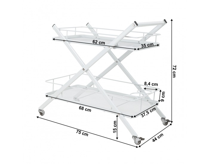 Servírovací stolík na kolieskach Nesio - biela
