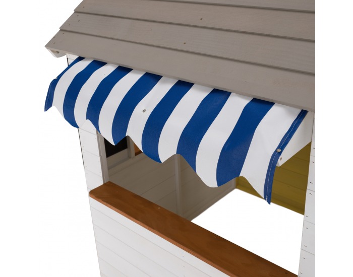 Drevený záhradný domček pre deti Nesko - biela / sivá / žltá / modrá