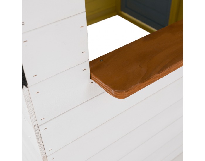 Drevený záhradný domček pre deti Nesko - biela / sivá / žltá / modrá