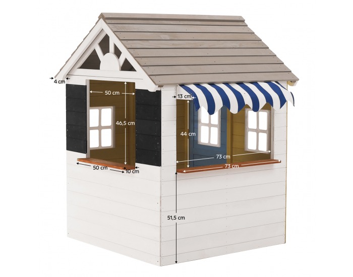 Drevený záhradný domček pre deti Nesko - biela / sivá / žltá / modrá