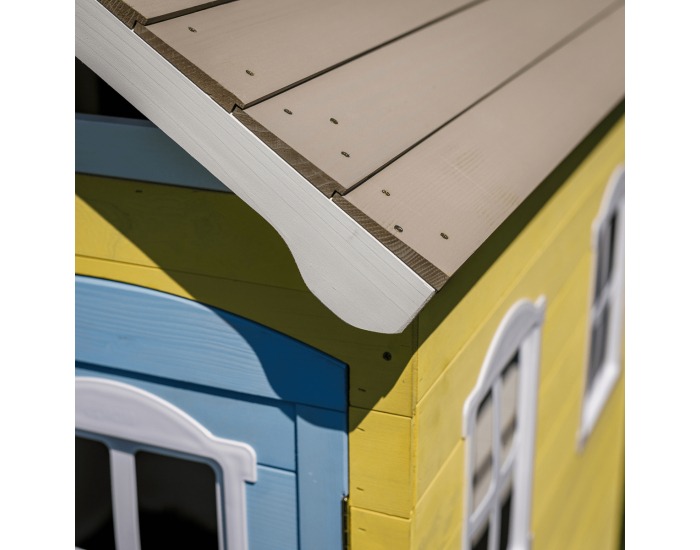 Drevený záhradný domček pre deti Nesko - biela / sivá / žltá / modrá