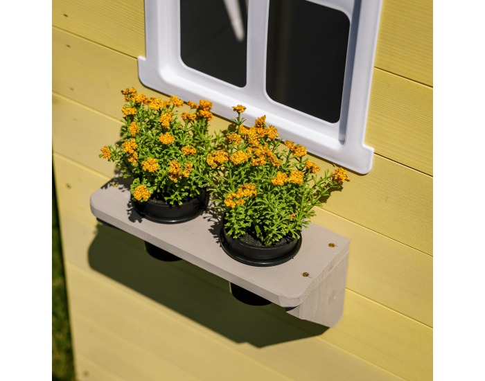 Drevený záhradný domček pre deti Nesko - biela / sivá / žltá / modrá