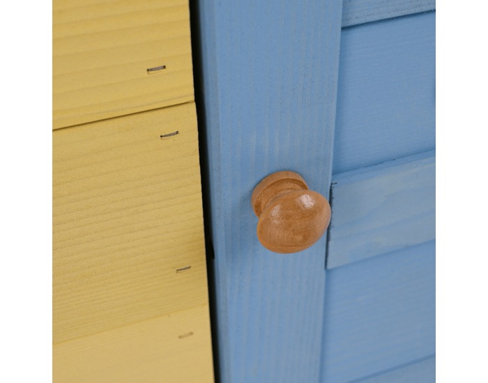 Drevený záhradný domček pre deti Nesko - biela / sivá / žltá / modrá