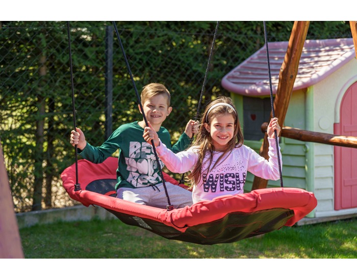 Detská hojdačka Nest Boat 70x167 cm - červená / čierna