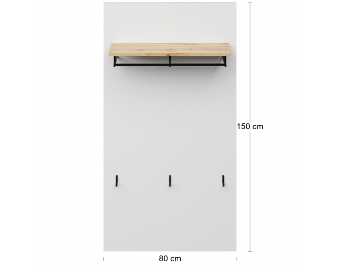 Vešiakový panel Neston HP - biela / dub wotan