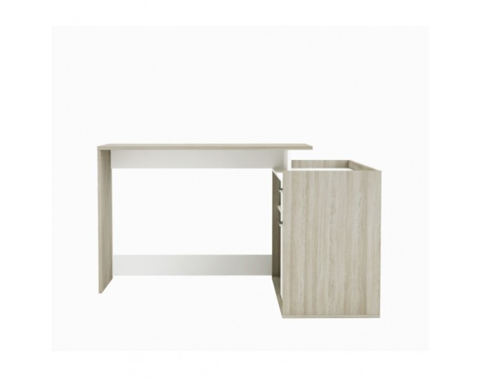 Rohový PC stolík Nevadis - biela / dub shanon