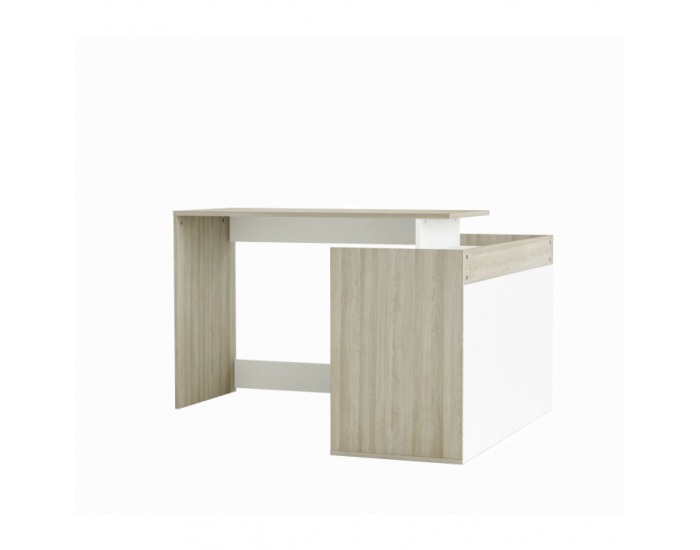 Rohový PC stolík Nevadis - biela / dub shanon