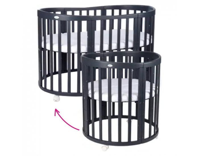 Detská rastúca oválna postieľka s matracom 7v1 Niko - grafit