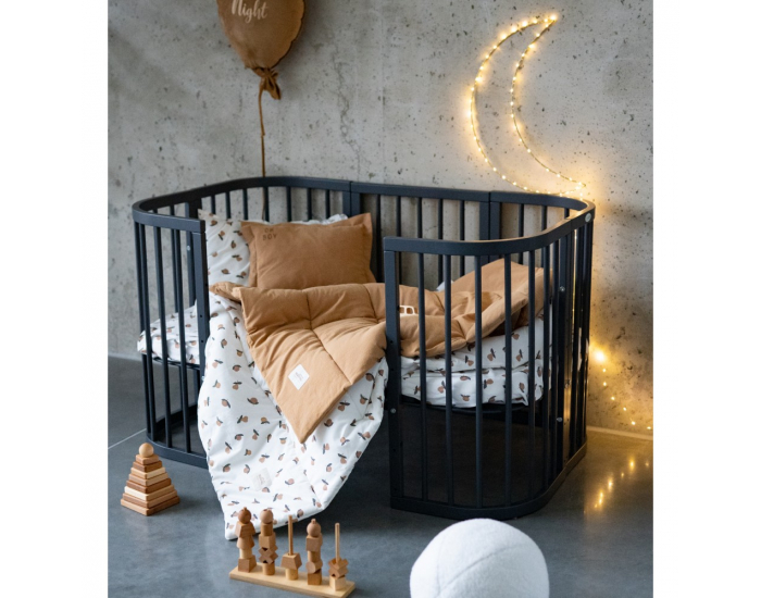 Detská rastúca oválna postieľka s matracom 7v1 Niko - grafit