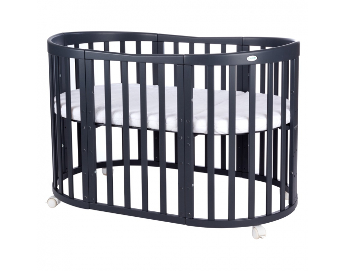 Detská rastúca oválna postieľka s matracom 7v1 Niko - grafit