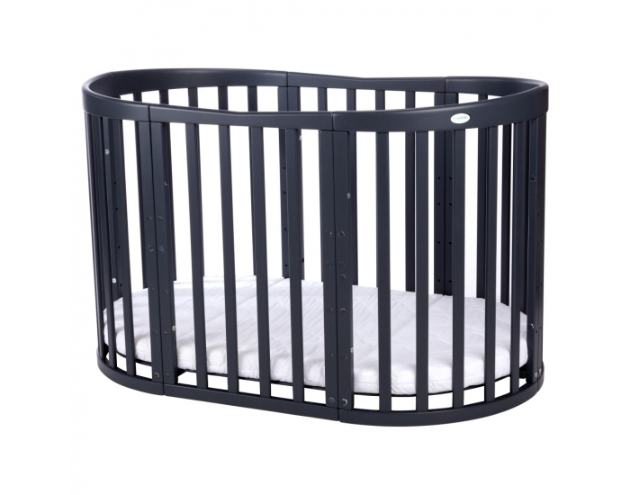 Detská rastúca oválna postieľka s matracom 7v1 Niko - grafit