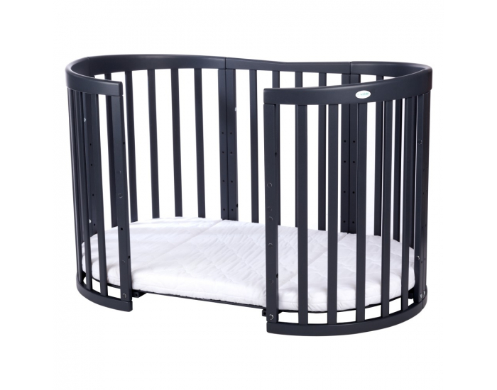 Detská rastúca oválna postieľka s matracom 7v1 Niko - grafit