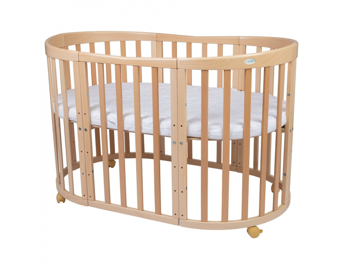Detská rastúca oválna postieľka s matracom 7v1 Niko - prírodná