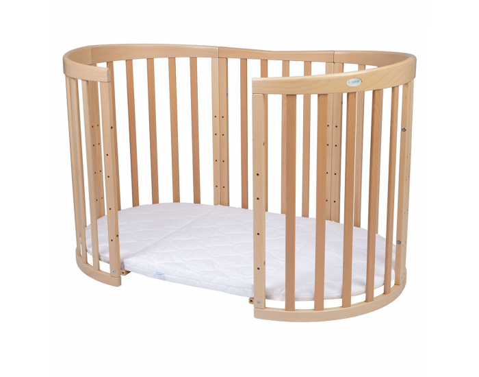 Detská rastúca oválna postieľka s matracom 7v1 Niko - prírodná