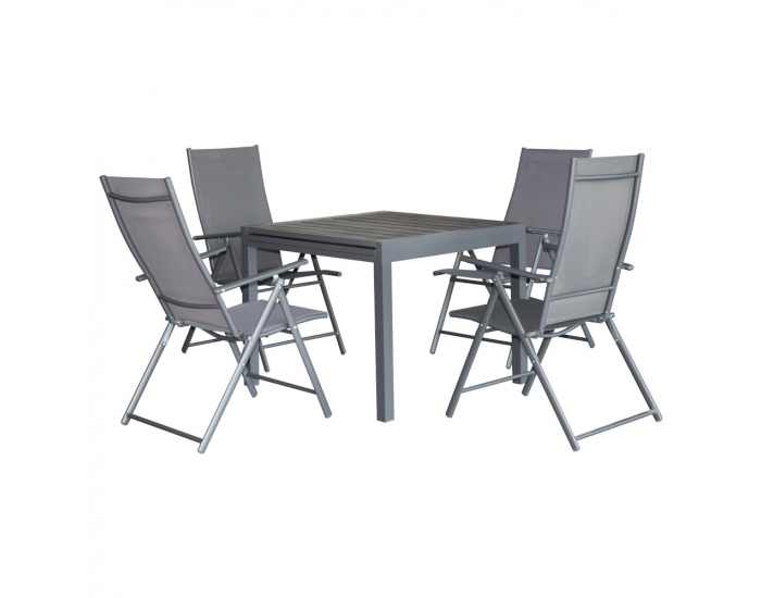 Hliníkový záhradný set Niky 1+4 - tmavosivá