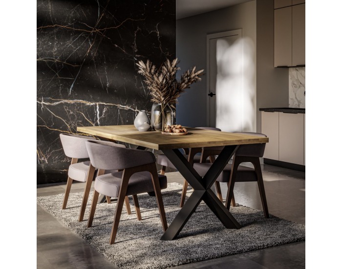 Jedálenský stôl Niler 180x100 cm - prírodná / čierna