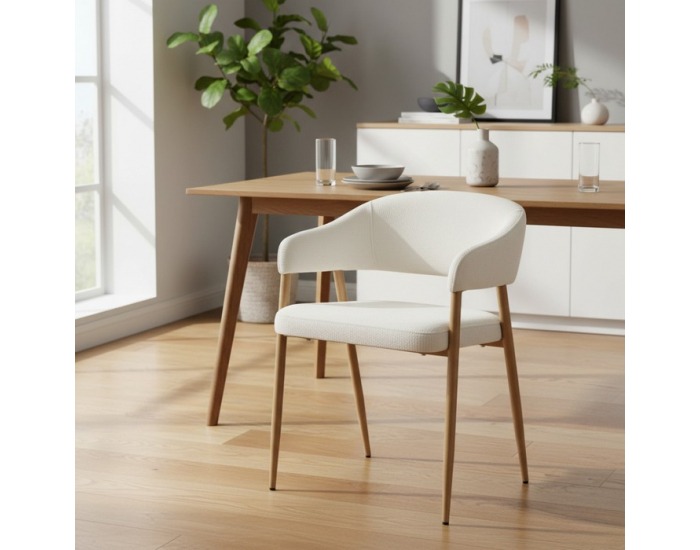 Jedálenské kreslo Nizar Typ 1 - krémová / buk