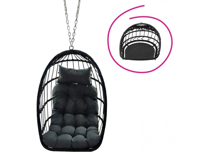 Závesné skladacie kreslo Nobelo - čierna